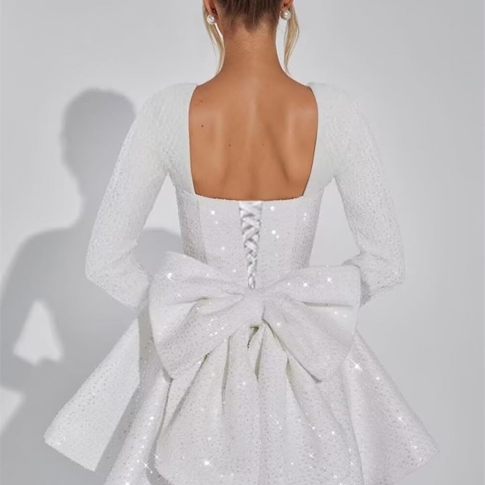 NWT White longsleeve sparkle mini dress